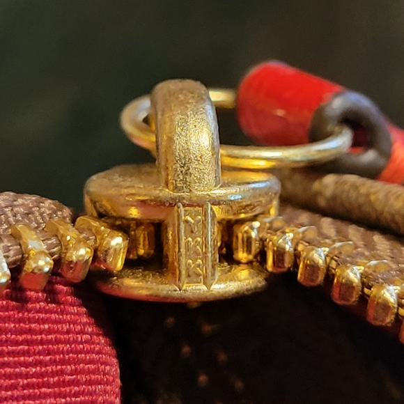 Coach Peyton Signature Convertible Shoulder Bag Tote Handbag F24601 Khaki & Red - Picture 7 of 16